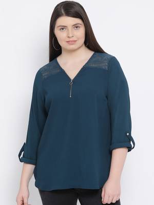Ocean Pastel ZipperPlus Size Women Top 1