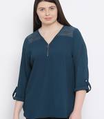 Ocean Pastel ZipperPlus Size Women Top