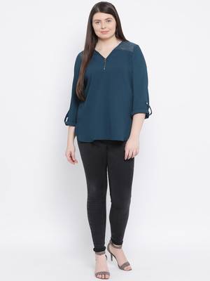 Ocean Pastel ZipperPlus Size Women Top 2