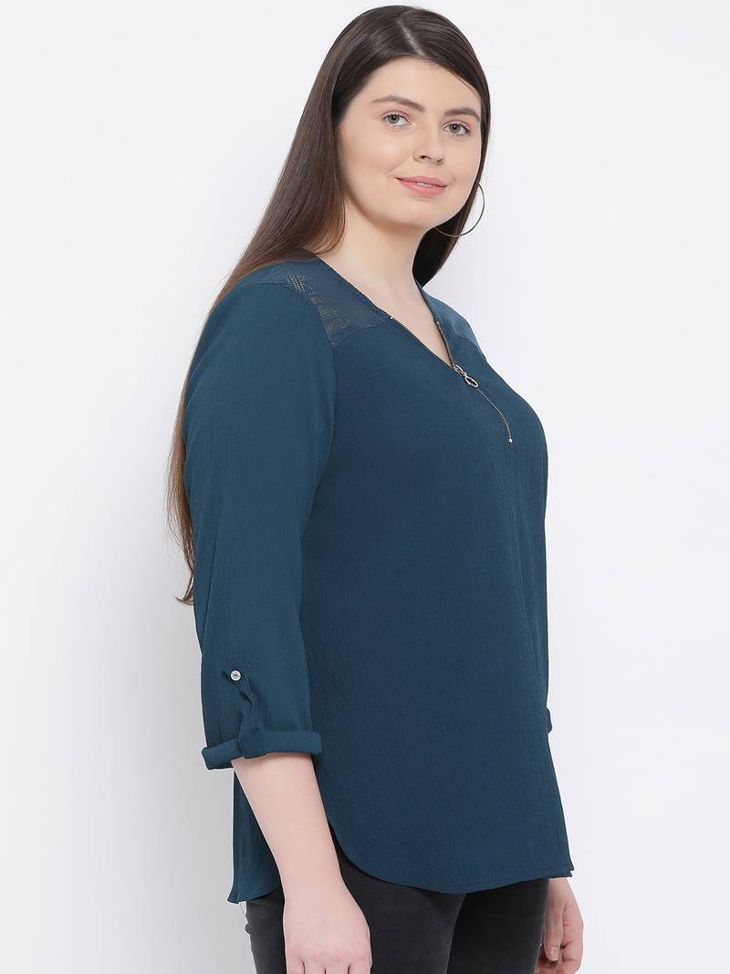 Ocean Pastel ZipperPlus Size Women Top