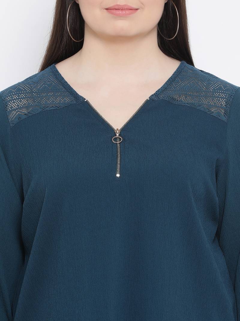 Ocean Pastel ZipperPlus Size Women Top