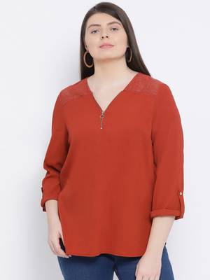 Rust Minora Zipper Plus Size Women Top 1