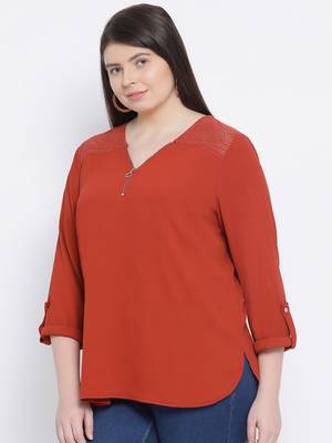 Rust Minora Zipper Plus Size Women Top 3