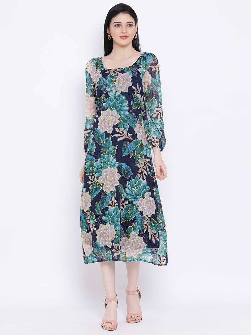 Floral Curve Fashion Ion Women Dress