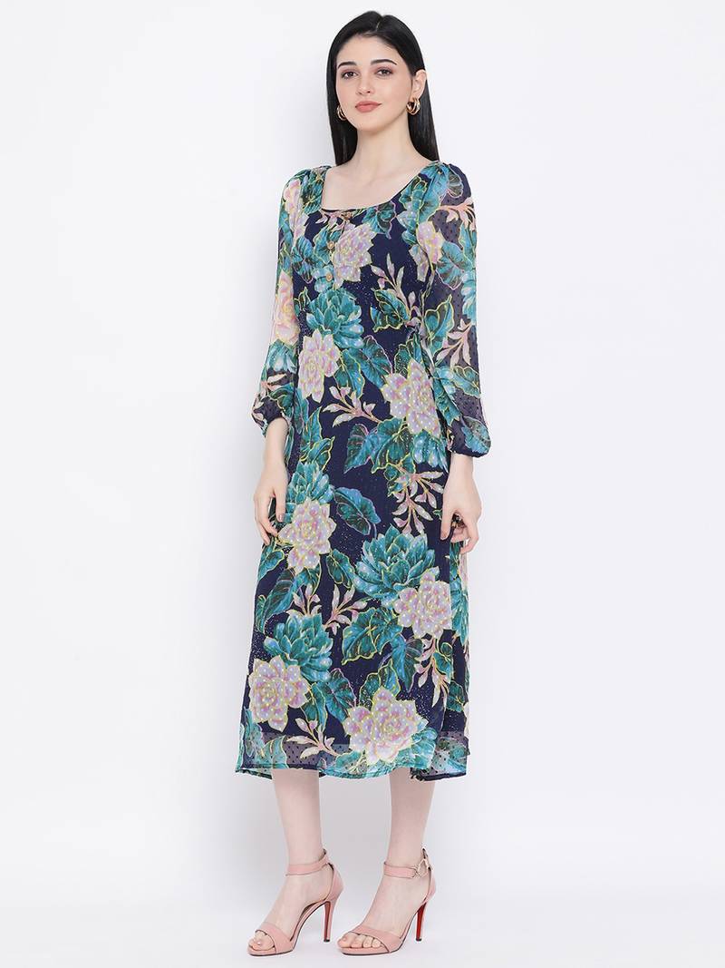 Floral Curve Fashion Ion Women Dress