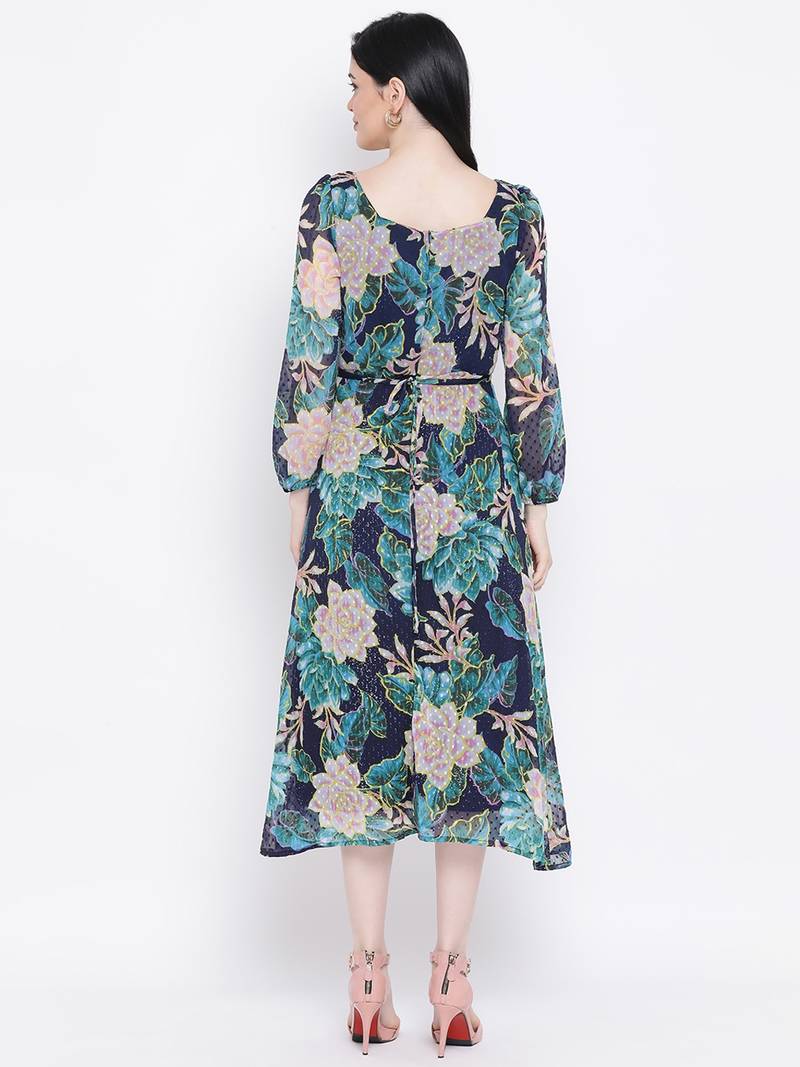 Floral Curve Fashion Ion Women Dress