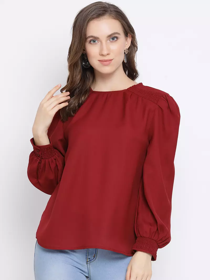 Maroon Jungle Women Top
