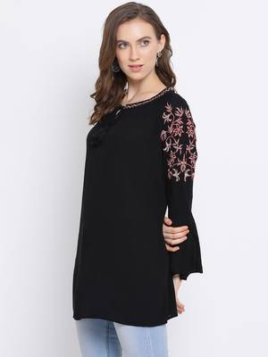 Black Wave Embroidered Women Top 3