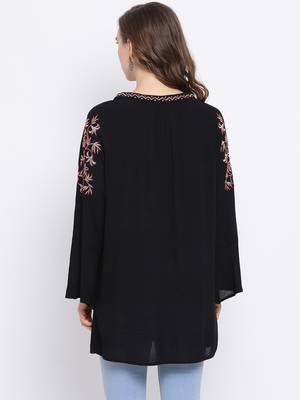 Black Wave Embroidered Women Top 4