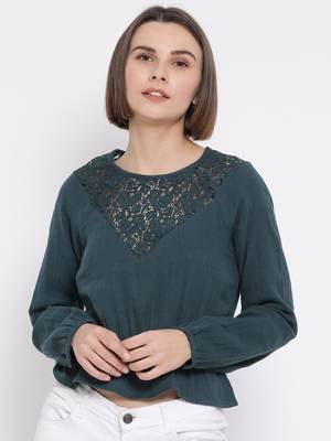 Green Deorna Lace Women Top 1