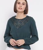 Green Deorna Lace Women Top