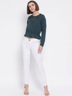 Green Deorna Lace Women Top 2