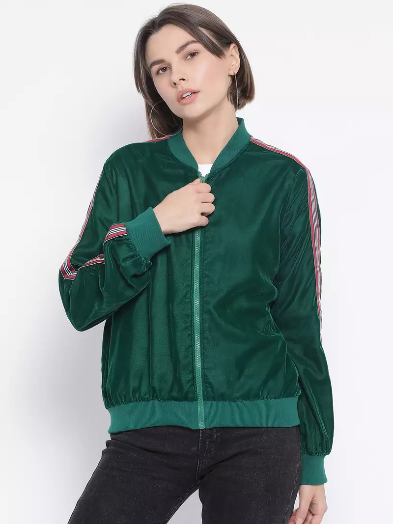 Green Curtain Side Detail Women Jacket