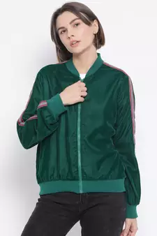 Green Curtain Side Detail Women Jacket