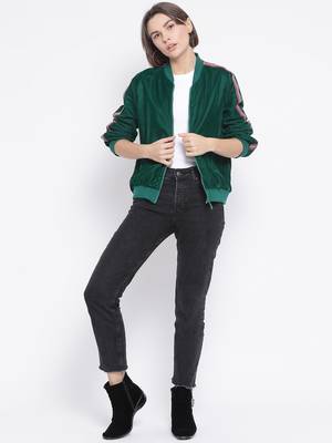 Green Curtain Side Detail Women Jacket 1