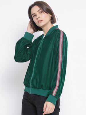 Green Curtain Side Detail Women Jacket 3