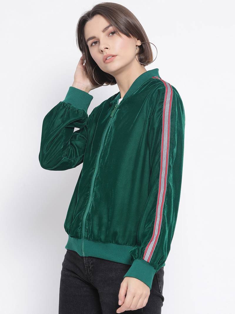 Green Curtain Side Detail Women Jacket