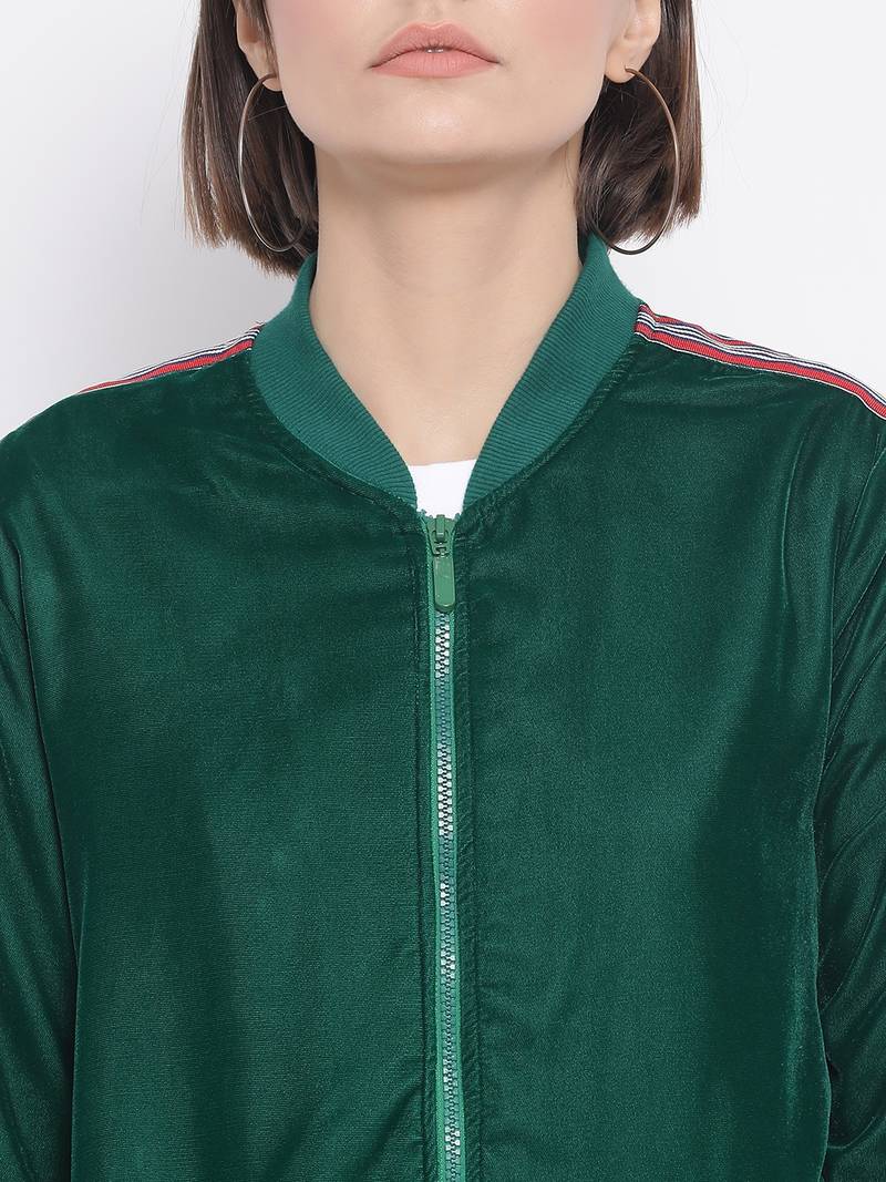 Green Curtain Side Detail Women Jacket