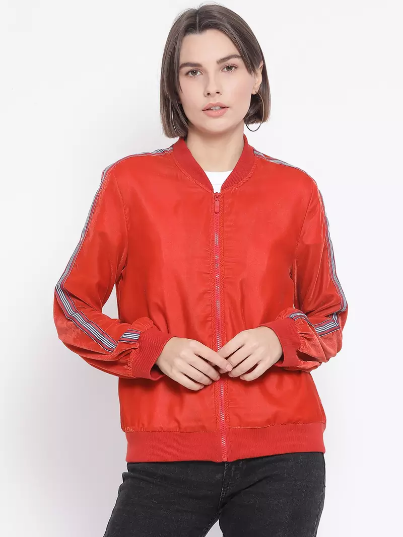 Orange Nintenduo Side Detail Women Jacket