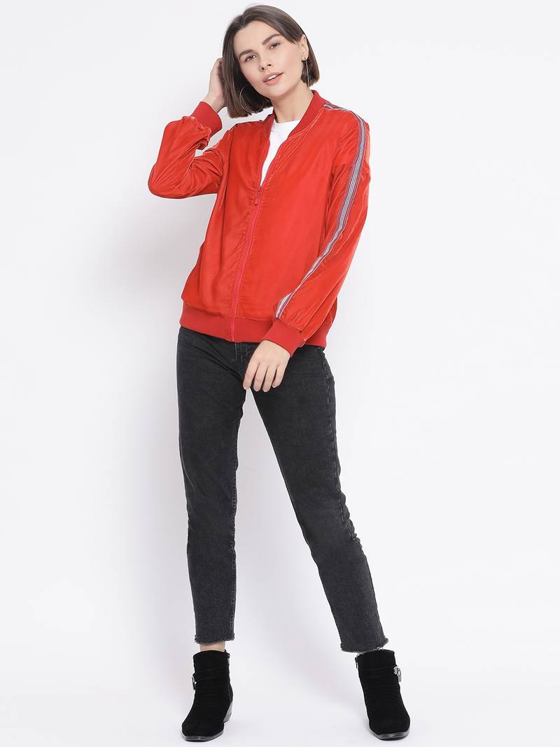 Orange Nintenduo Side Detail Women Jacket