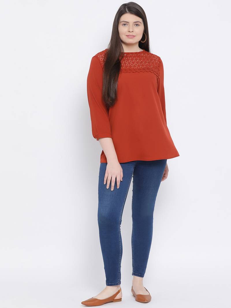 Rust Donna Dawn Stylized Plus Size Women Top