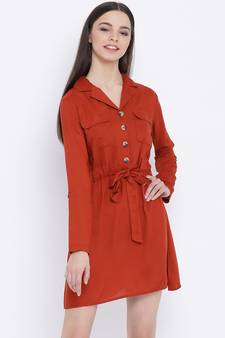 Rust Fashion Break Women Dress