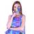 Women's Halter Neck Ruffle Drape Printed Georgette Party/ Evening Dress in Multicolor