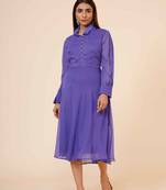 Women's Mauve Chiiffon Casual Midi Dress