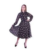 Women's Printed Black Chiiffon Casual Midi Dress