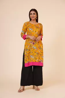 Women's Indian Kurti with Buttoned Placket and Cuff