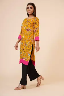 Women's Indian Kurti with Buttoned Placket and Cuff