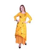 Women's Indian tie n dye Kurti with wooden Button Placket and Cuff