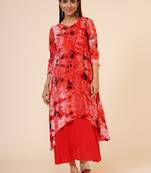 Women's Indian tie n dye Kurti with wooden Button Placket and Cuff