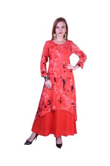 Women's Indian tie n dye Kurti with wooden Button Placket and Cuff