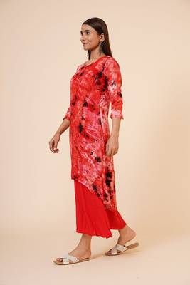 Women's Indian tie n dye Kurti with wooden Button Placket and Cuff 2
