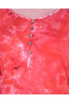 Women's Indian tie n dye Kurti with wooden Button Placket and Cuff