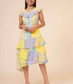 Women's Printed Georgette  Ruffle Party Evening  Dress