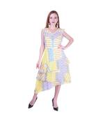 Women's Printed Georgette  Ruffle Party Evening  Dress