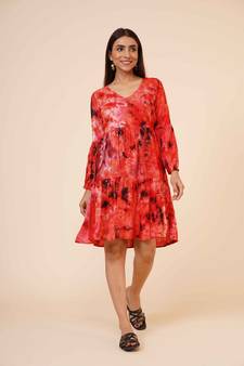 Women's Indian tie n dye Kurti with balloon sleeves