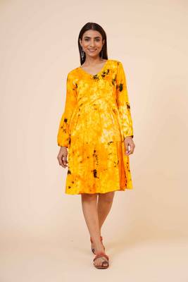 Women's Indian tie n dye Kurti with balloon sleeves 1
