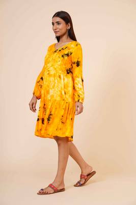 Women's Indian tie n dye Kurti with balloon sleeves 2