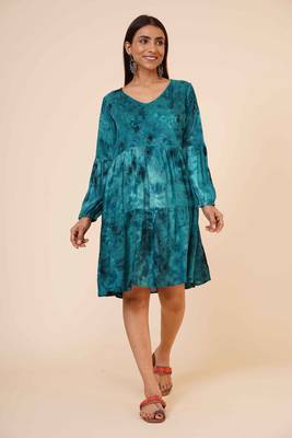 Women's Indian tie n dye Kurti with balloon sleeves 1