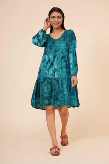 Women's Indian tie n dye Kurti with balloon sleeves