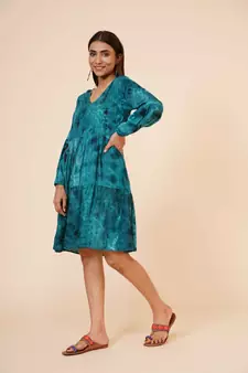 Women's Indian tie n dye Kurti with balloon sleeves