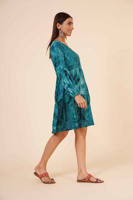 Women's Indian tie n dye Kurti with balloon sleeves 4