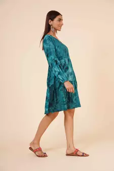 Women's Indian tie n dye Kurti with balloon sleeves