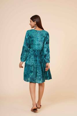 Women's Indian tie n dye Kurti with balloon sleeves 5