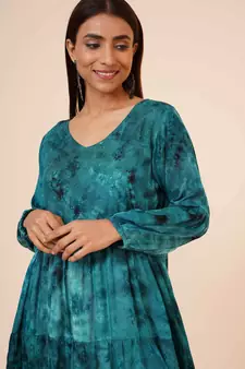 Women's Indian tie n dye Kurti with balloon sleeves