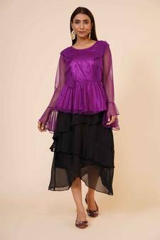 Women's Net Party Long Ruffle Sleeves Top