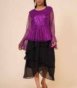 Women's Net Party Long Ruffle Sleeves Top